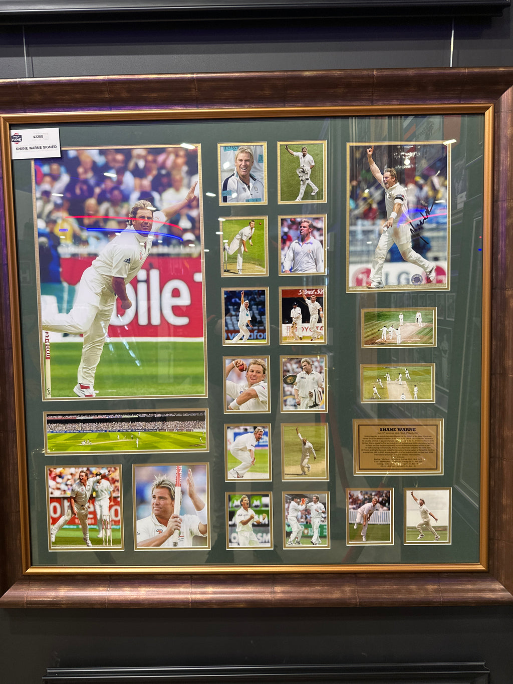 Shane Warne hand signed photo collage