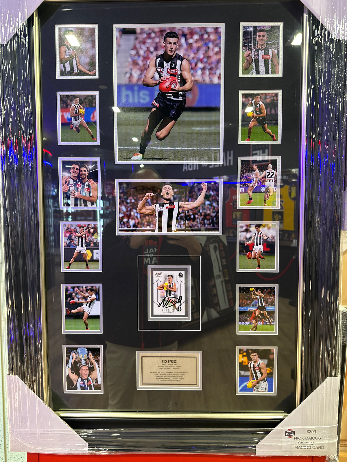Nick Daicos signed collector card photo collage