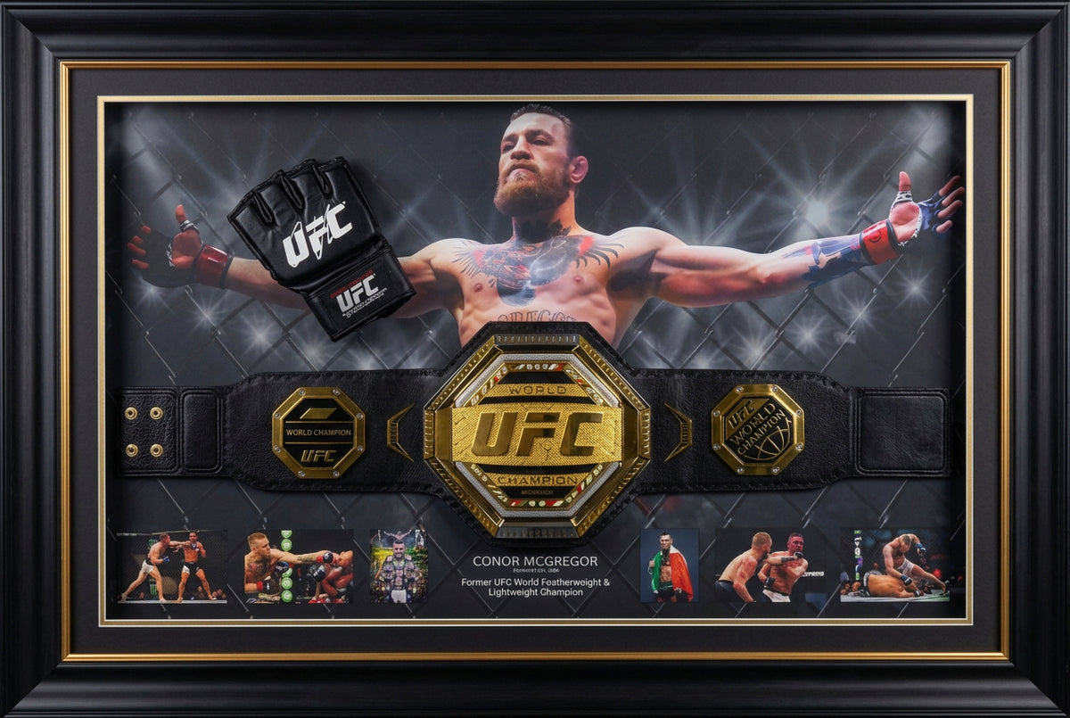 CONNOR MCGREGER signed glove with replica championship belt
