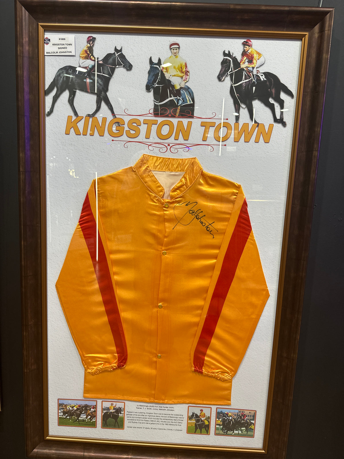 Kingston Town Jockey Malcolm Johnston signed silks