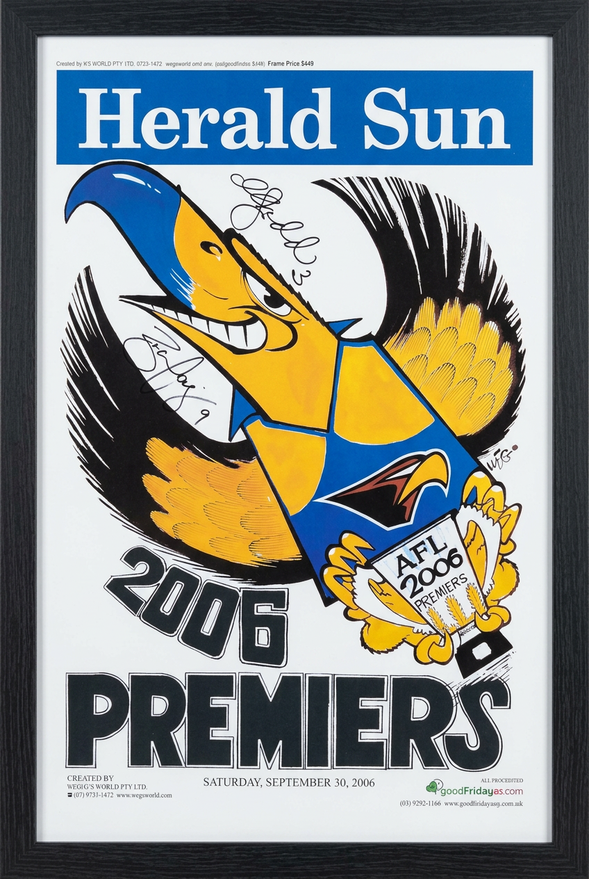 Herald Sun 2006 Premiership Poster signed by Cousins and Judd