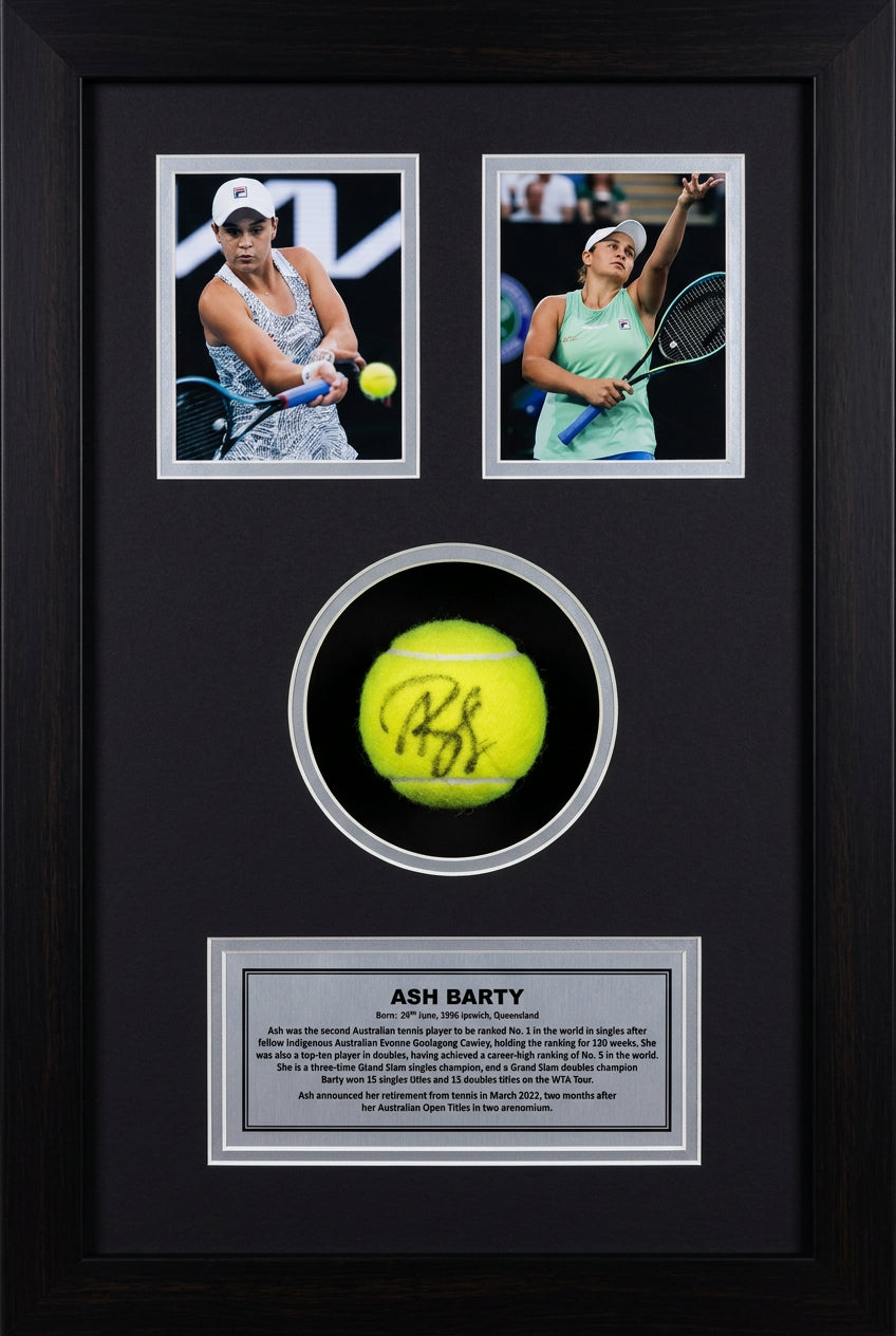 ASH BARTY Singed Tennis Ball and photo collage