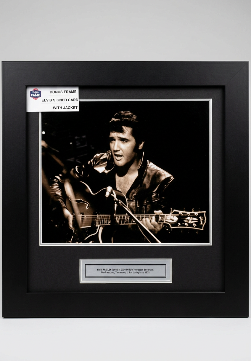 Elvis Signed Card with Replica Jacket