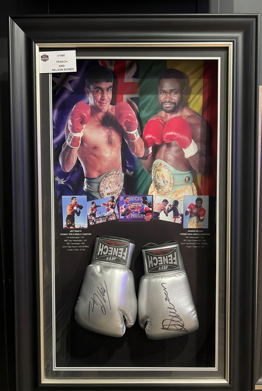 Jeff Fenech and Azumah Signed Gloves