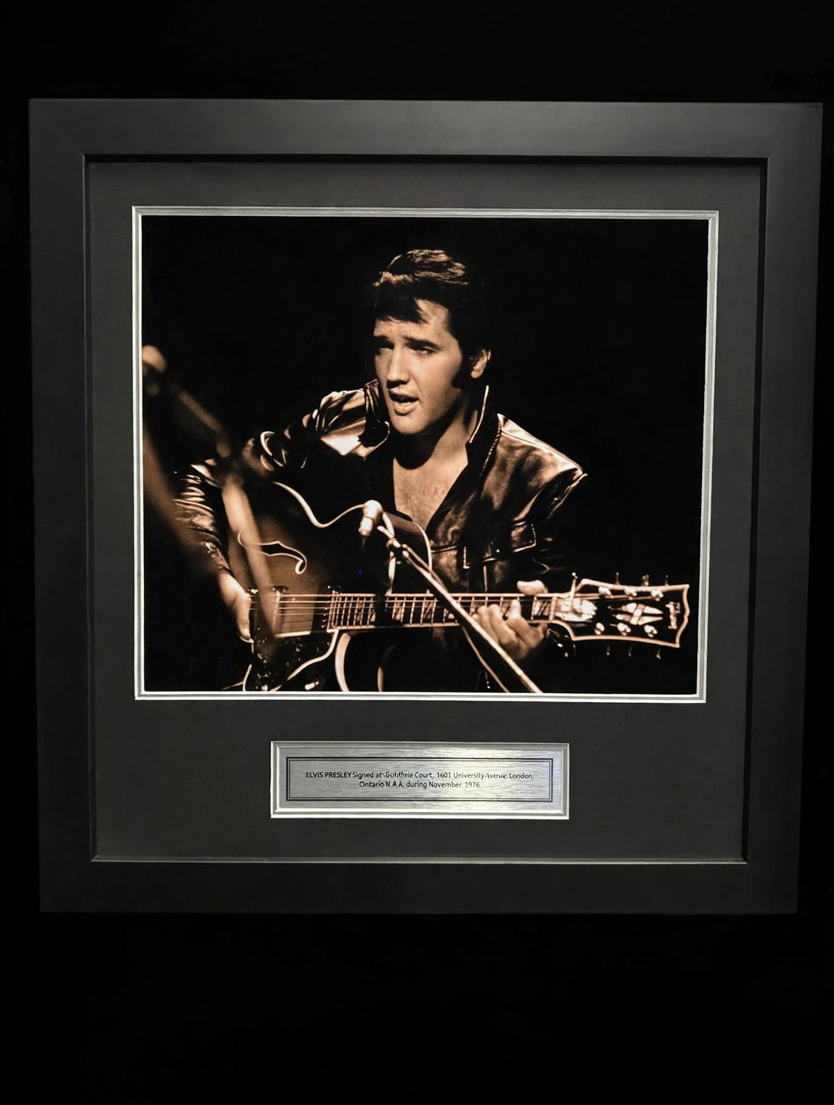 Elvis Signed Card with Guitar and photo collage.