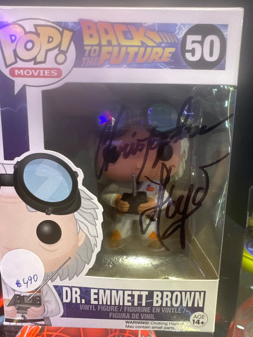 Dr Emmett Brown pop #50 Signed by Christopher Lloyd