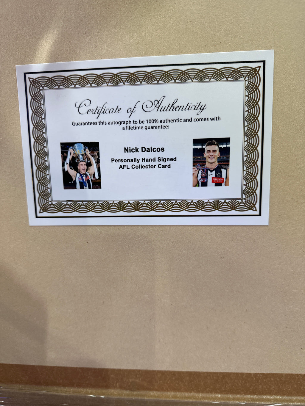 Nick Daicos signed collector card photo collage