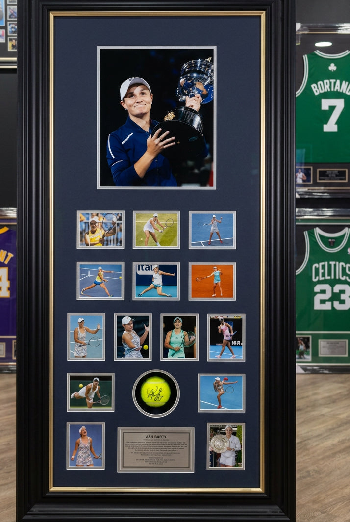 ASH BARTY Singed Tennis Ball and photo collage