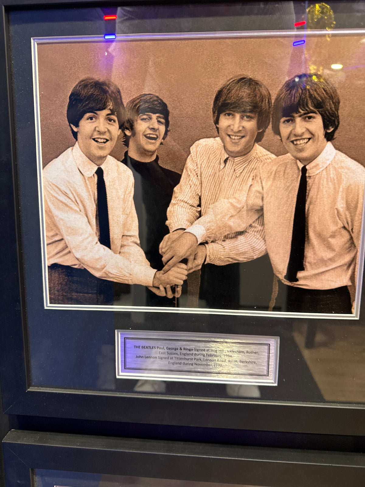 The Beatles Full Band Signed with Guitar and Photo Collage.