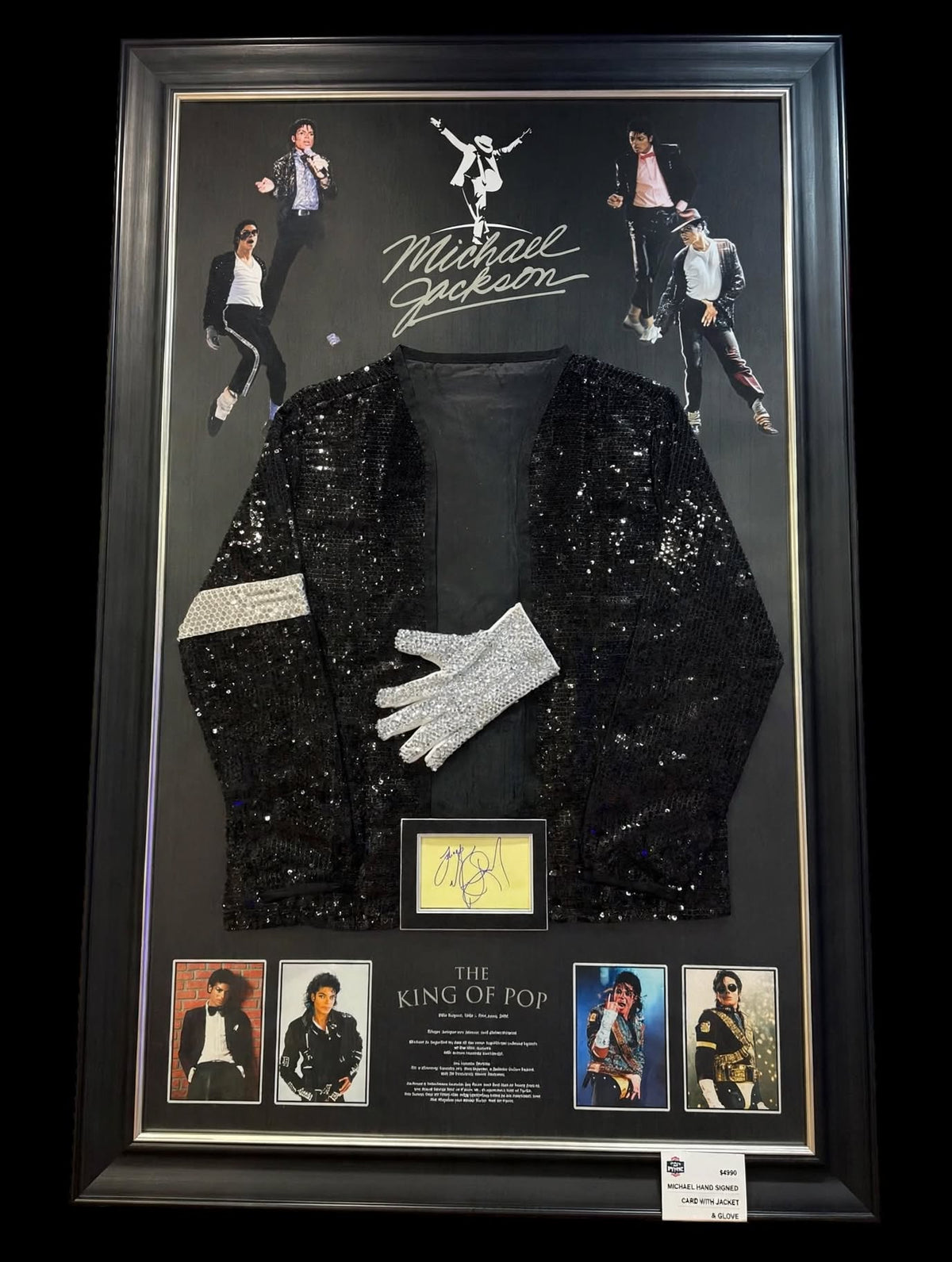 Michael Jackson Hand Signed Card with Replica Jacket and Glove