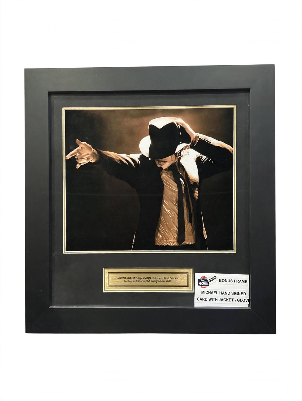 Michael Jackson Hand Signed Card with Replica Jacket and Glove