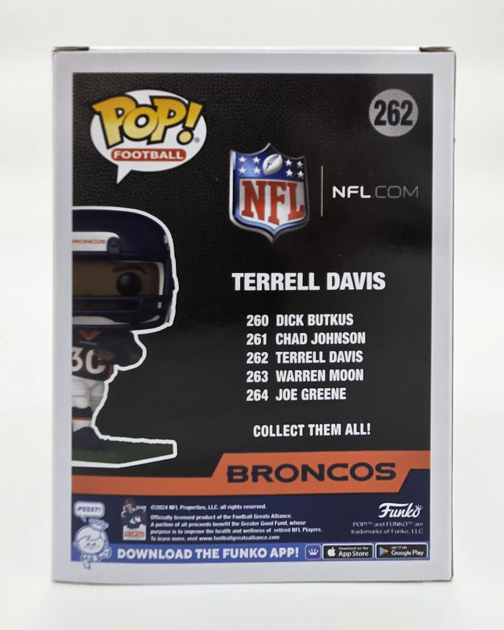 Terrell Davis Hand-Signed Denver Broncos Funko Pop #262