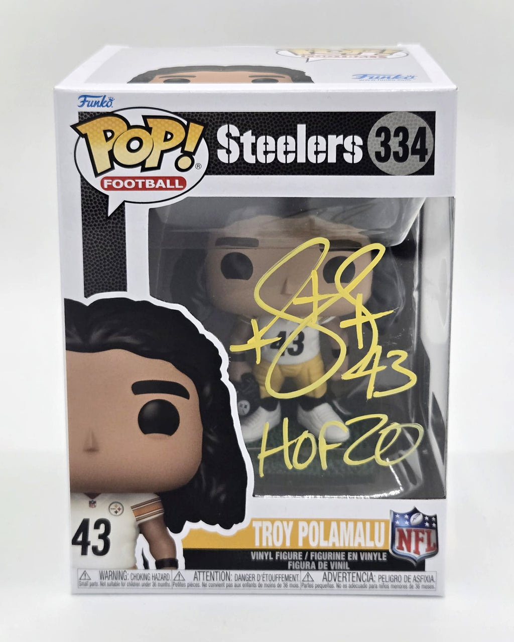 Troy Polamalu Hand-Signed Pittsburgh Steelers HOF Funko Pop #334