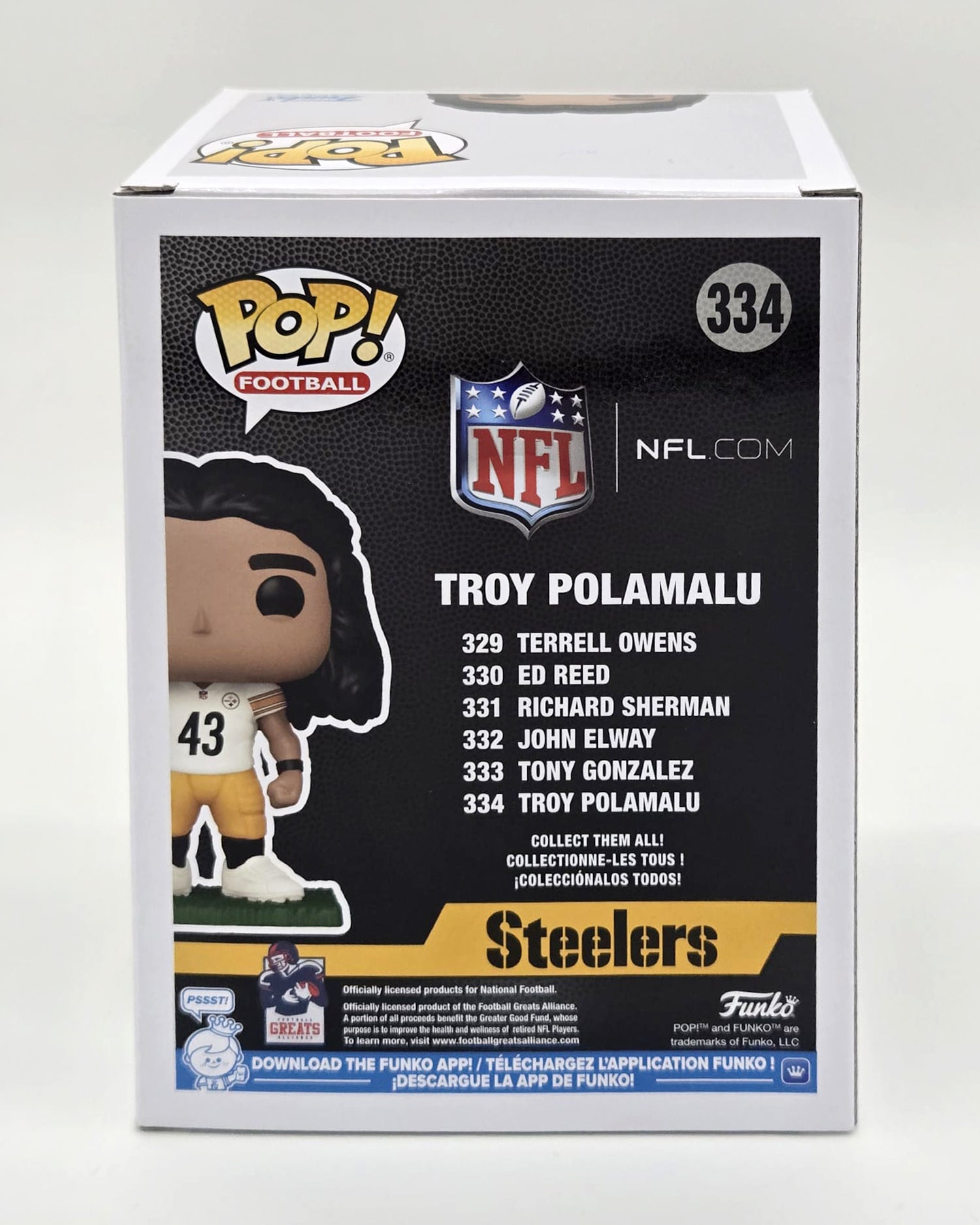 Troy Polamalu Hand-Signed Pittsburgh Steelers HOF Funko Pop #334